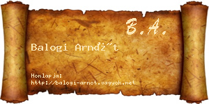 Balogi Arnót névjegykártya